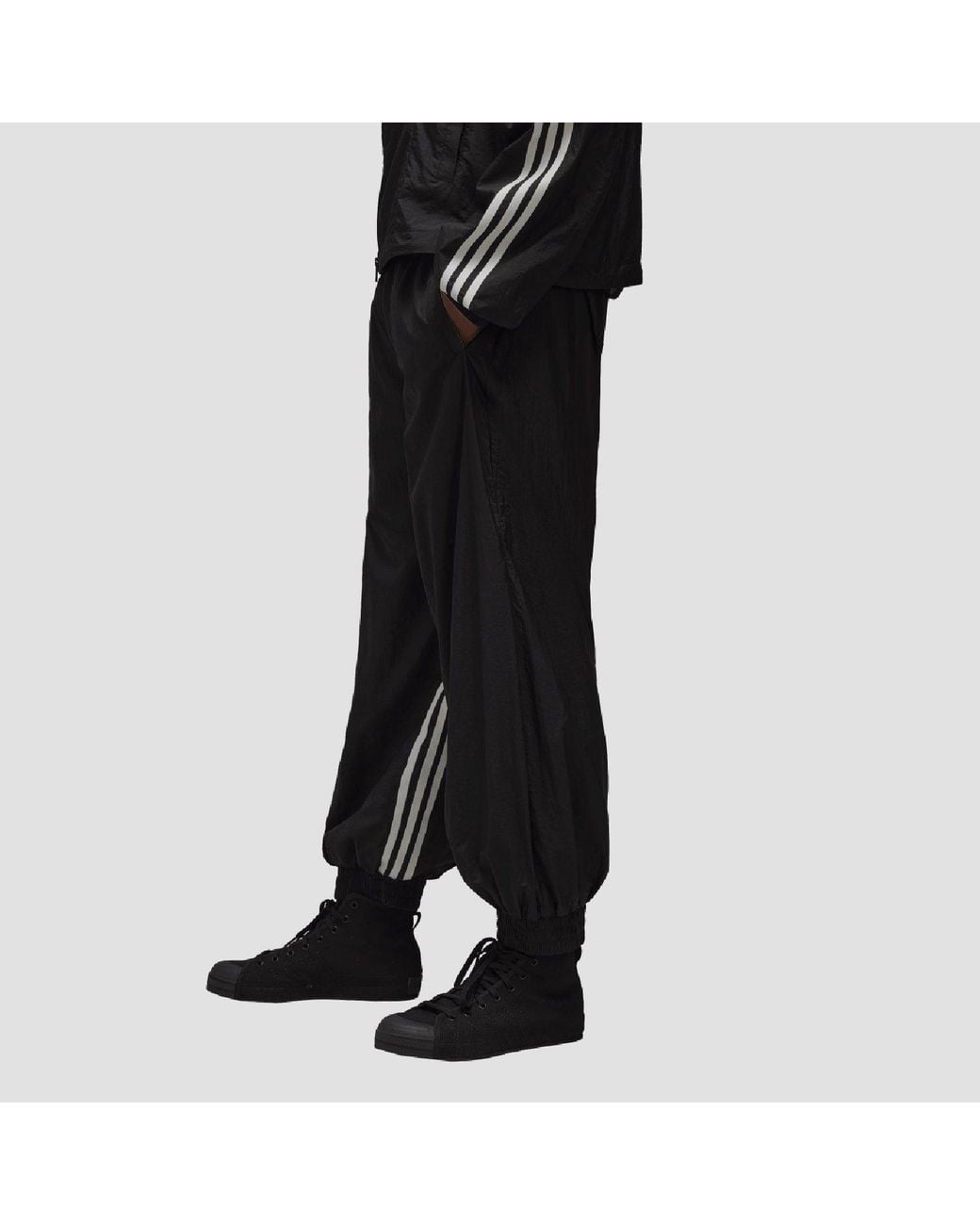 Y-3 Black 3-Stripes Shell Track Bottoms for men