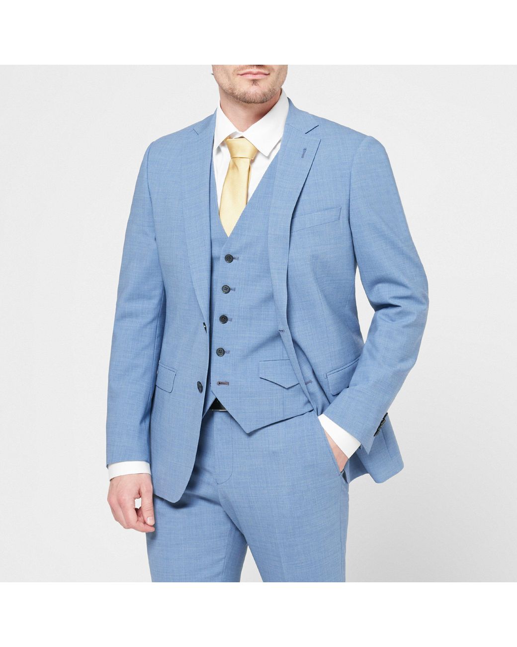 Without Prejudice Blue Kilburn Slim Fit Waistcoat for men