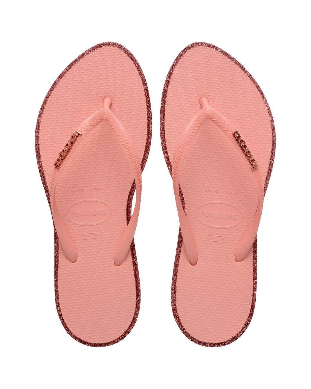 Havaianas Red Slim Point Glitter Flip Flops