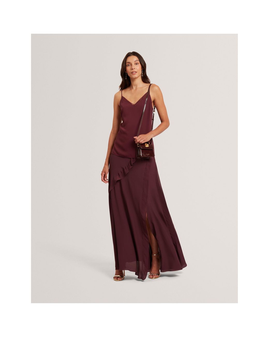 Ted Baker Purple Frill Maxi Skirt