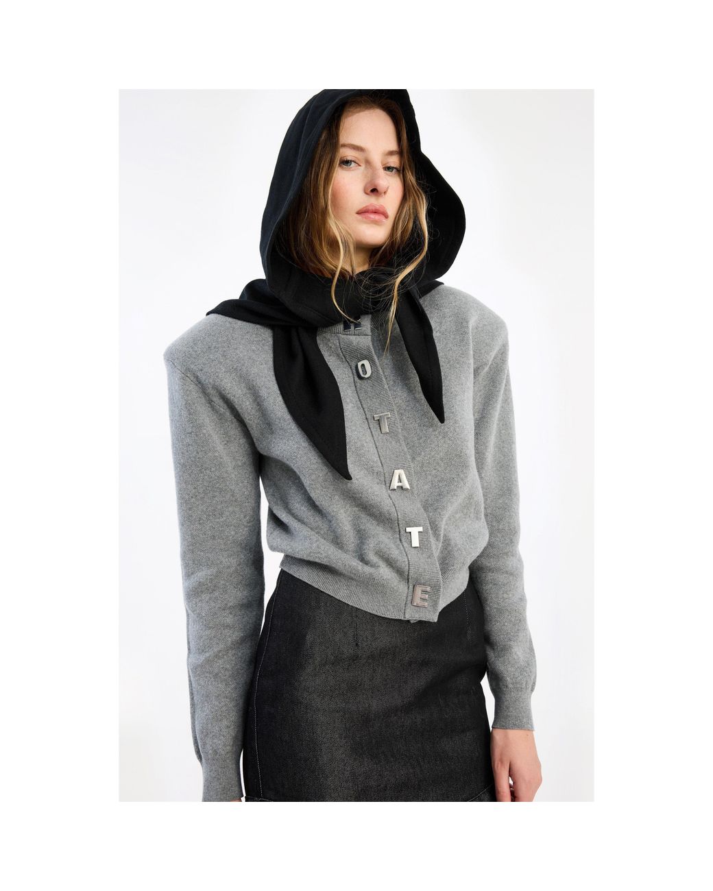 ROTATE BIRGER CHRISTENSEN Gray Magtu Knitted Cardigan