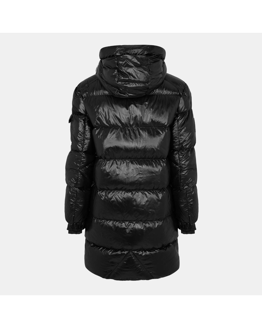 Jacket Black Slick Weather Resistant Long Puffer Jacket for men
