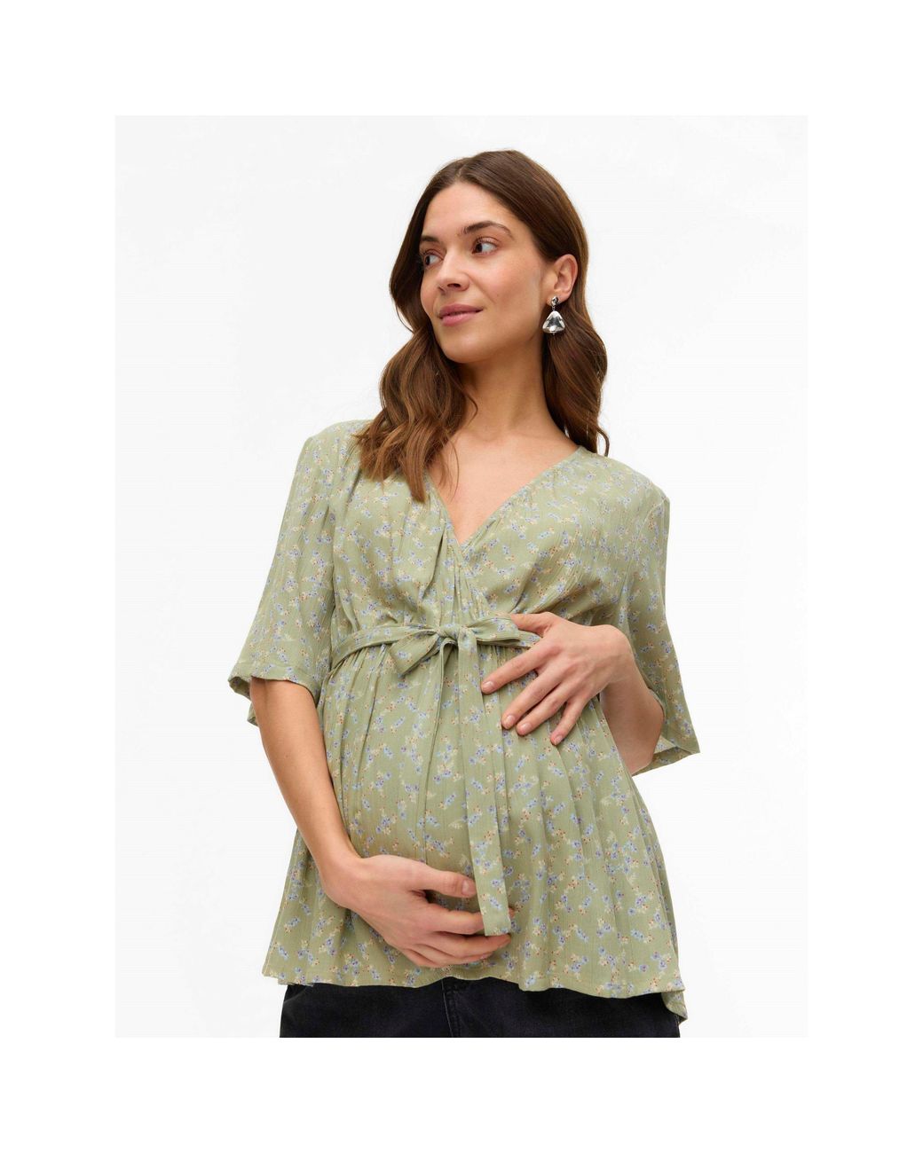 Mama.licious Gray Mama Regular Fit T-Shirt