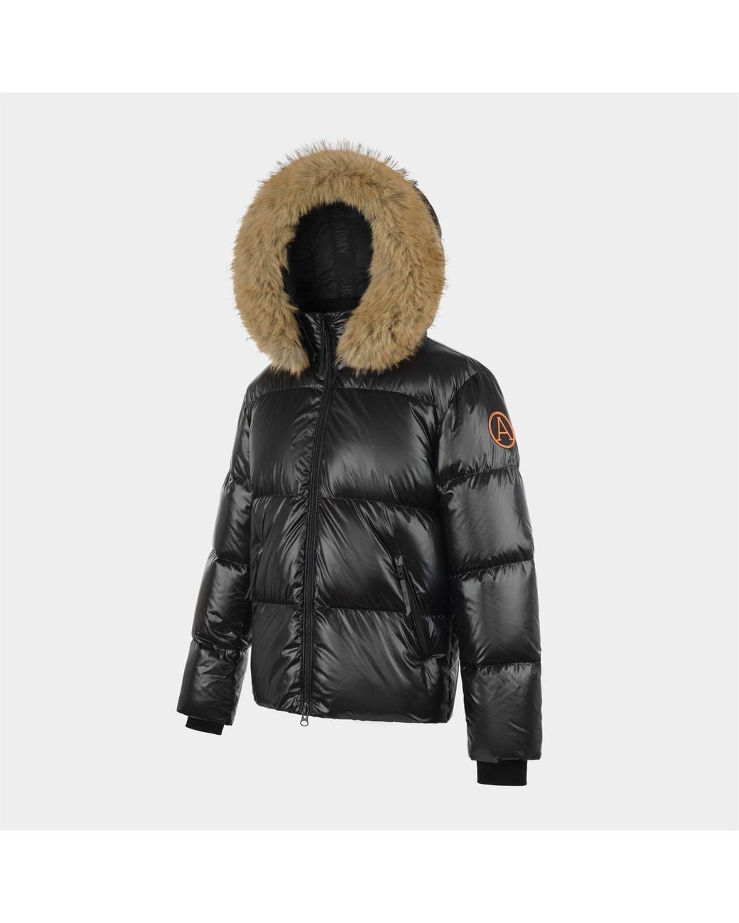 ARCTIC ARMY Black Puffer Og Hooded Long Sleeve Short Puffer Jacket for men