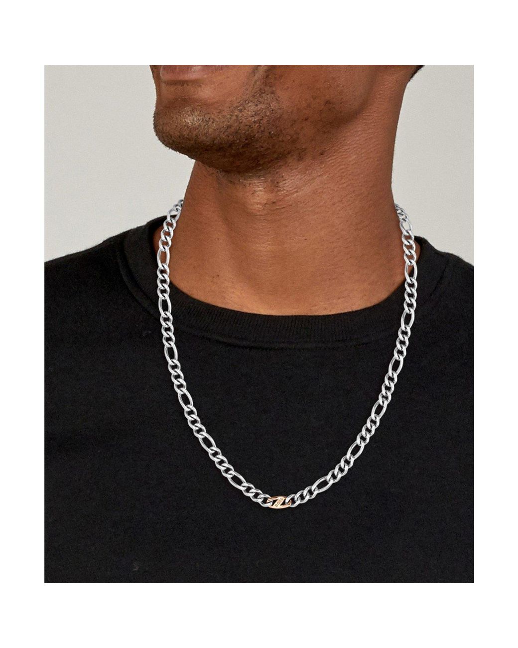 Boss Metallic Rian Stainless Steel Figaro Magnetic Chain Necklace for men