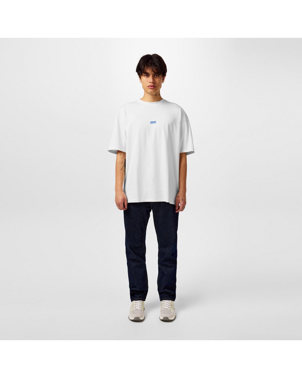 HUGO White Printed Logo Back T-Shirt With Mcmxciii Text for men