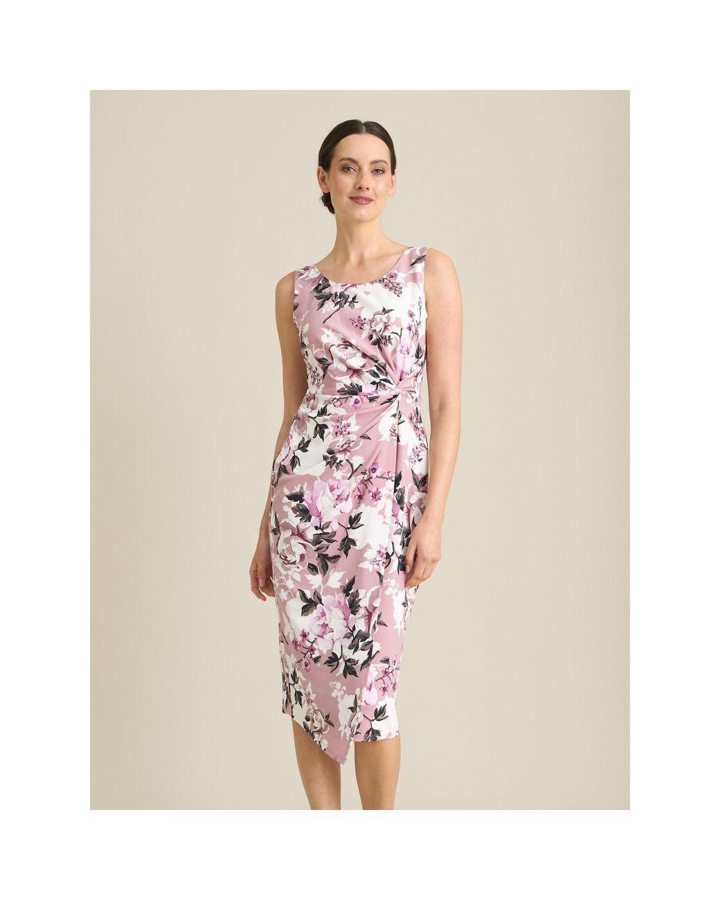 Gina Bacconi Pink Roma Twist Knot Floral Dress