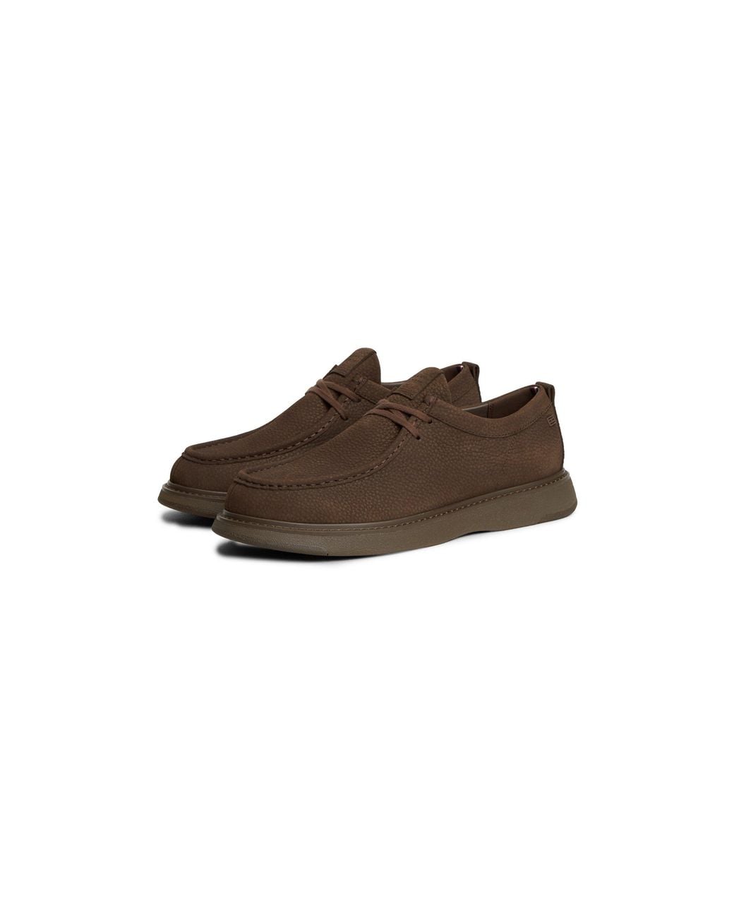 Tommy Hilfiger Brown Comfort Leather Lace-Up Moc-Toe Shoes for men