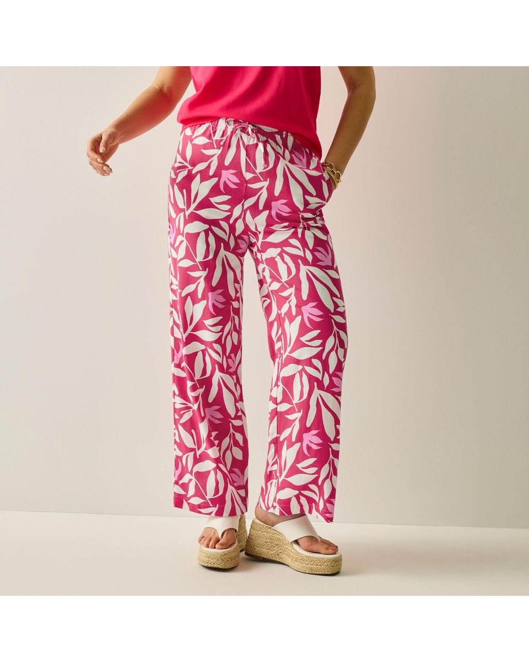 Regatta Pink Talamanca Linen Relaxed-Fit Trousers