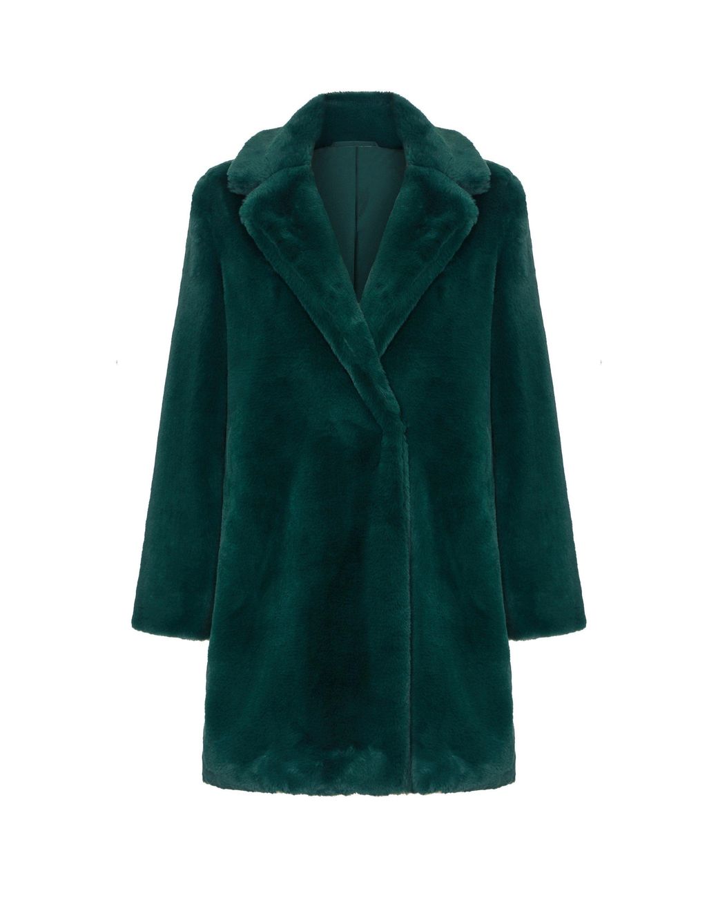 Yumi' Green Faux Fur Oversized Fit Coat