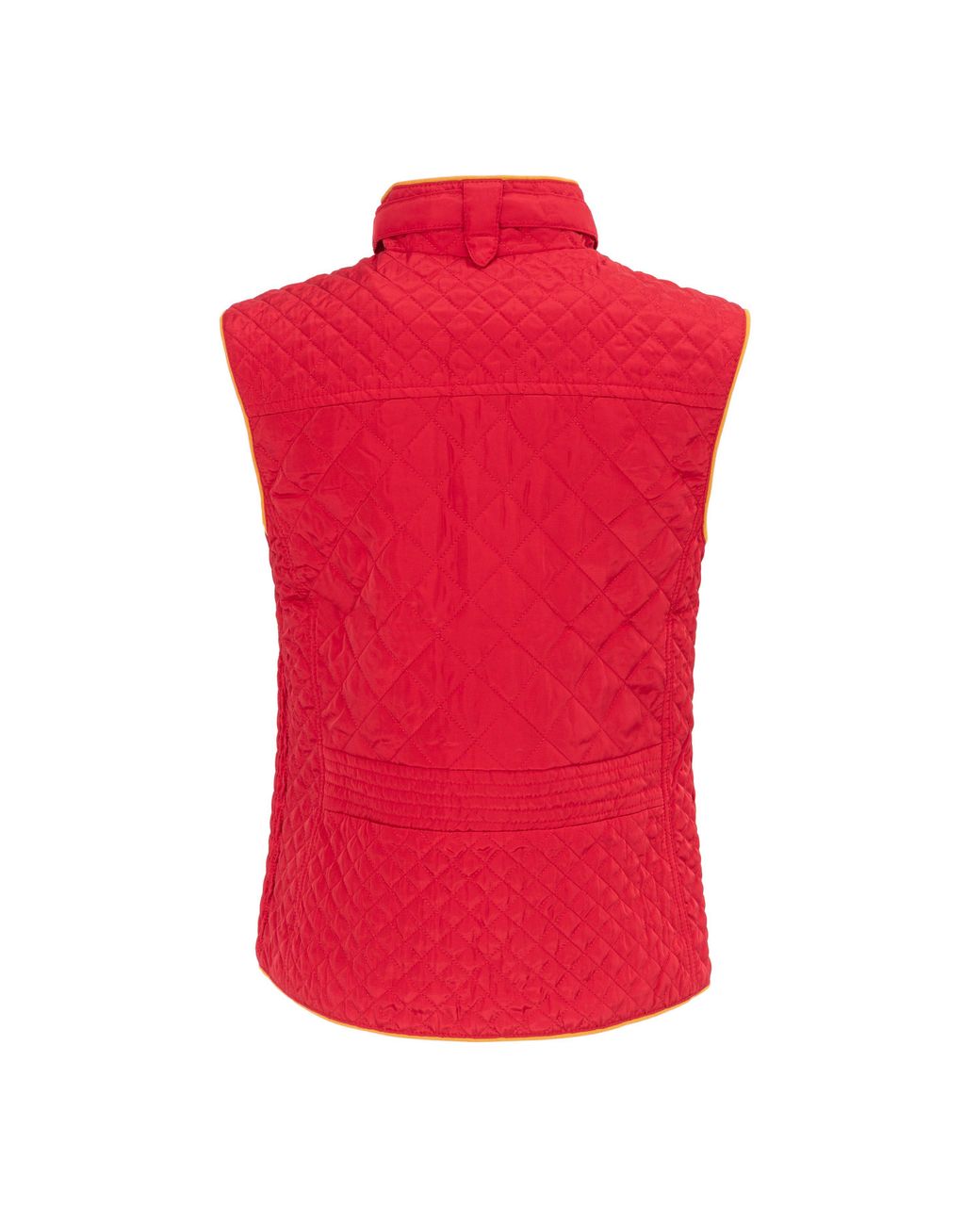 Miso Red Stand Collar Full Zip Hip Length Gilet