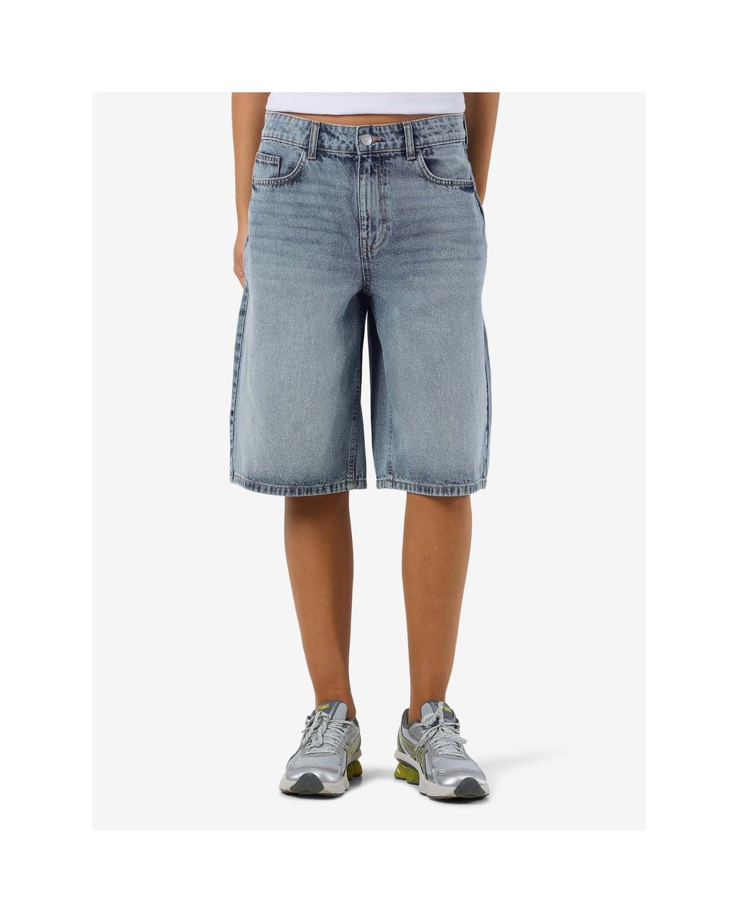 Noisy May Blue Mindie Cotton Bermuda Denim Shorts