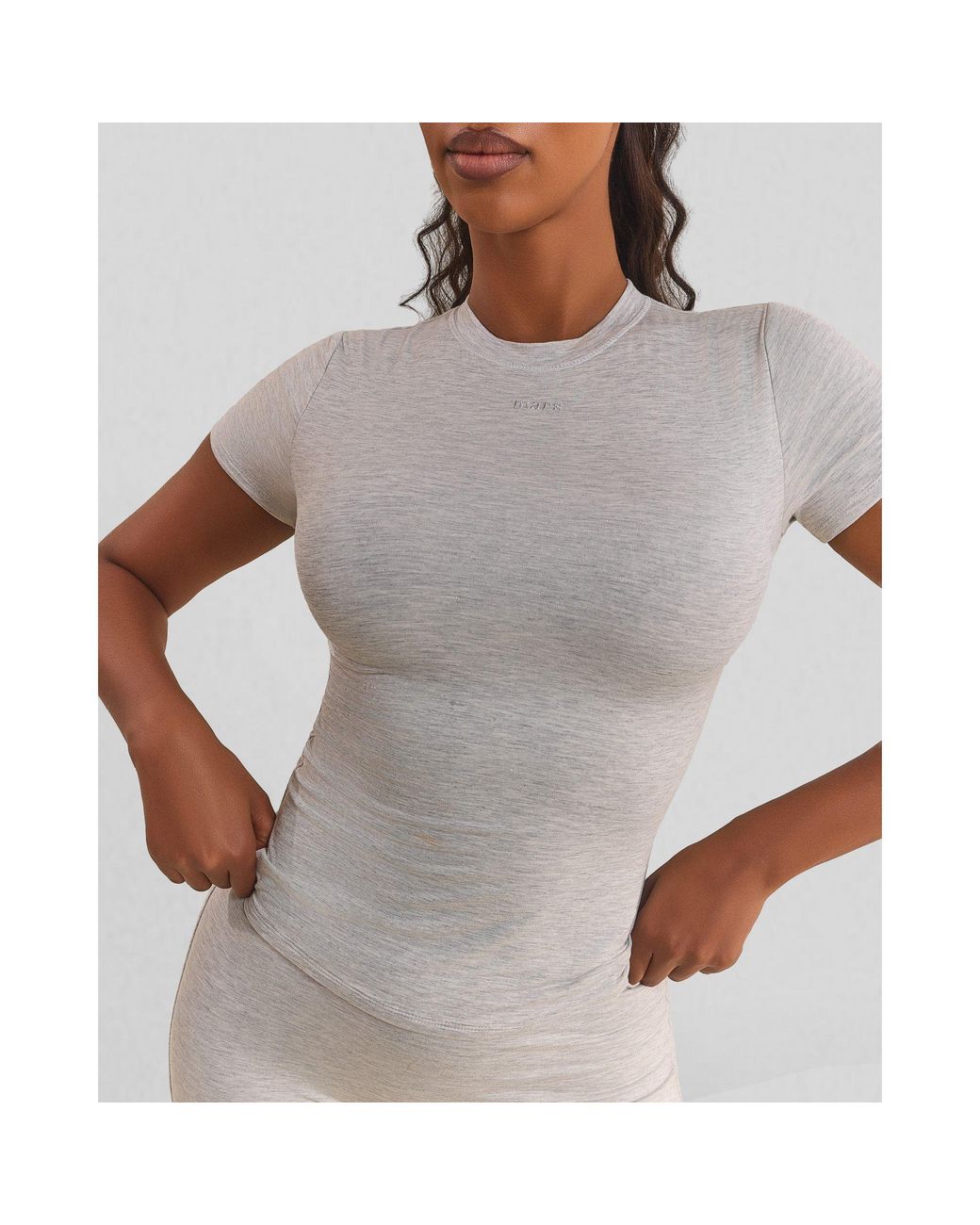 Mars the Label Gray Sculpt Short Sleeve Top