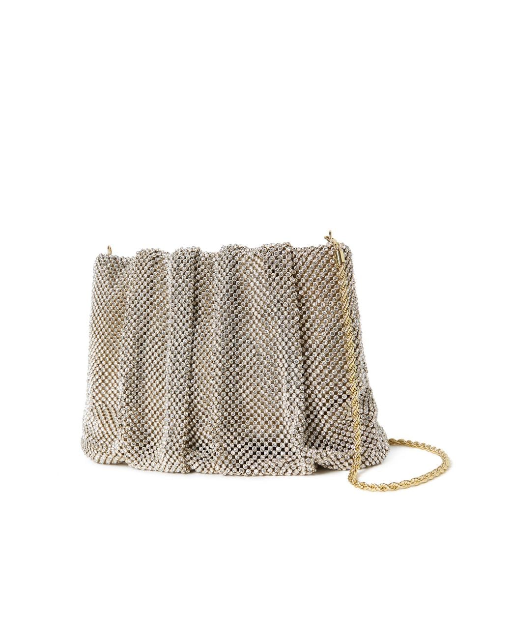 Loeffler Randall Gray Ember Diamanté Gathered Clutch Bag