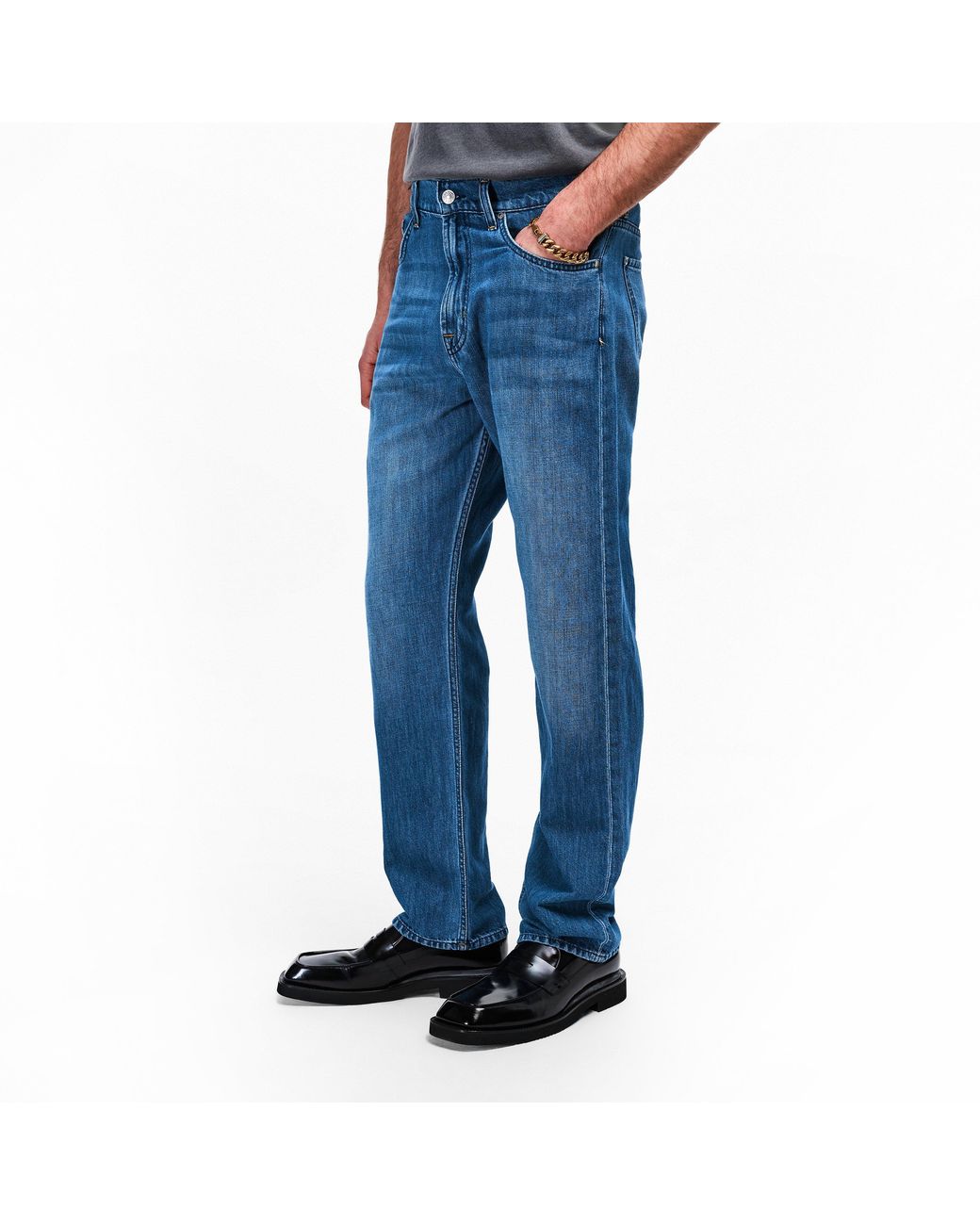 7 For All Mankind Blue Straight Leg Jeans for men