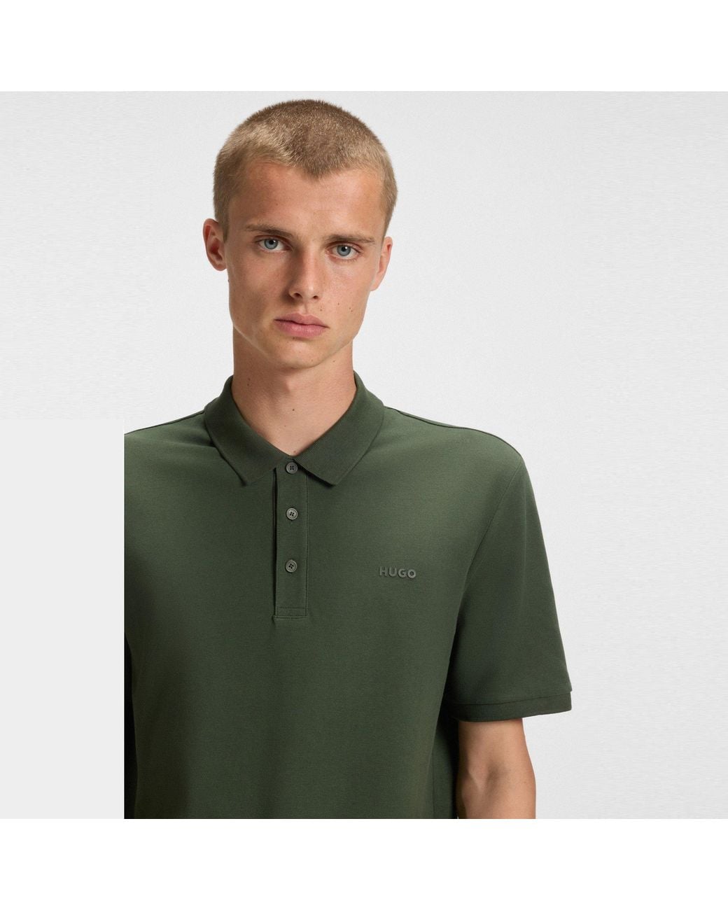 HUGO S Donos Polo Shirt Short Sleeve Cotton Dark Green L for men