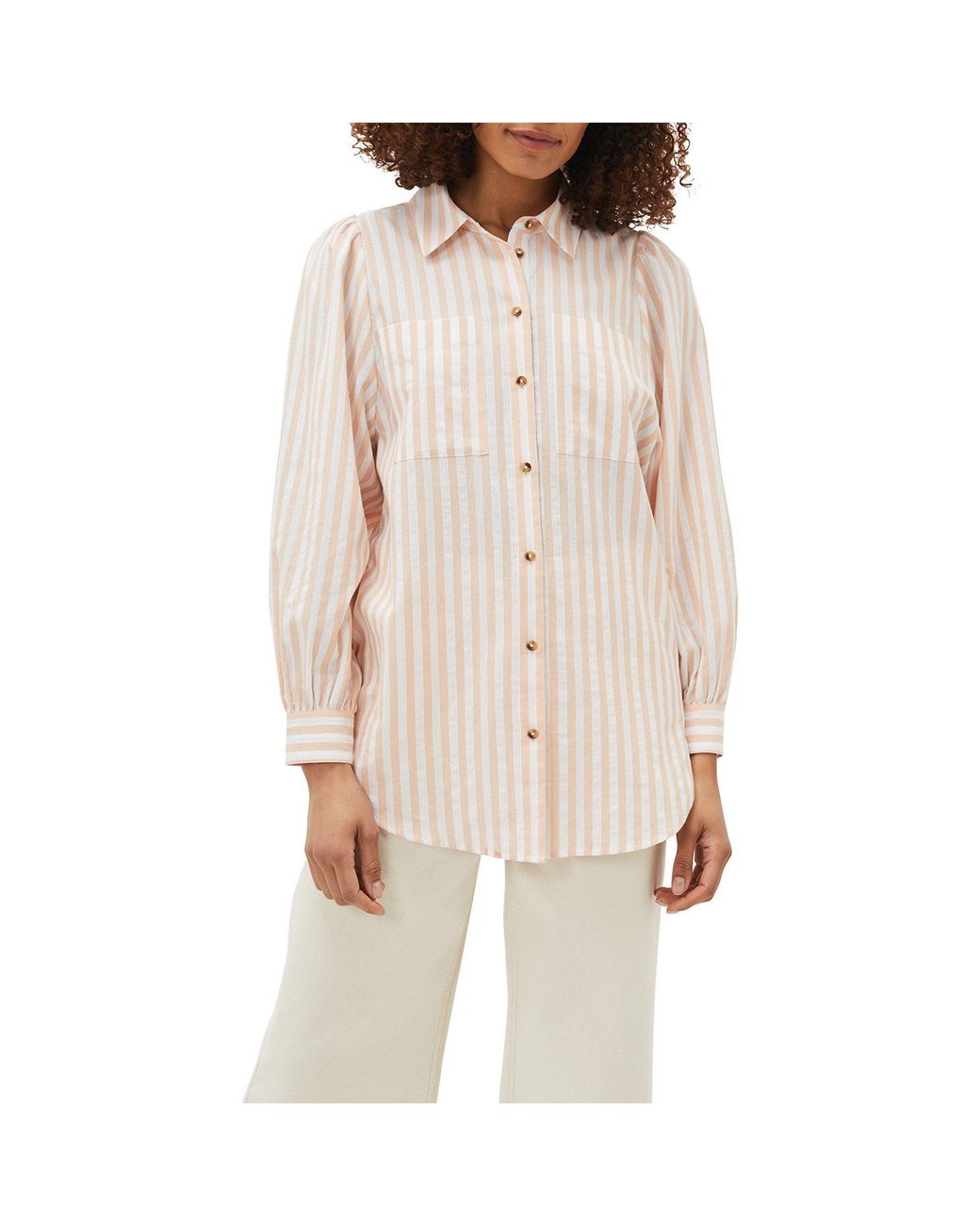 Phase Eight Natural Vixen Stripe Collared Blouse