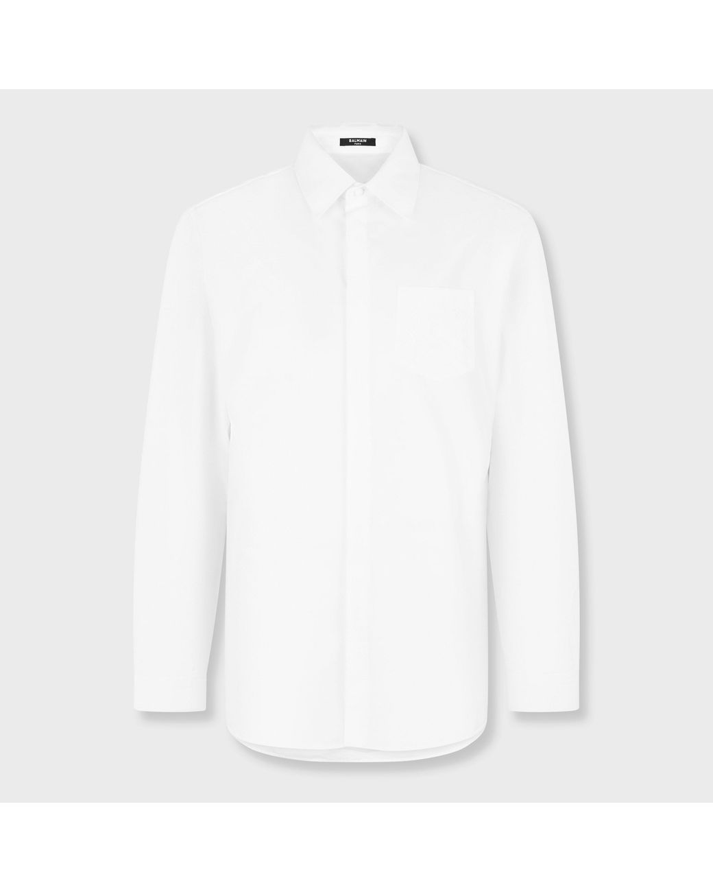 Balmain White Emblam Long Sleeve Plain Shirt for men
