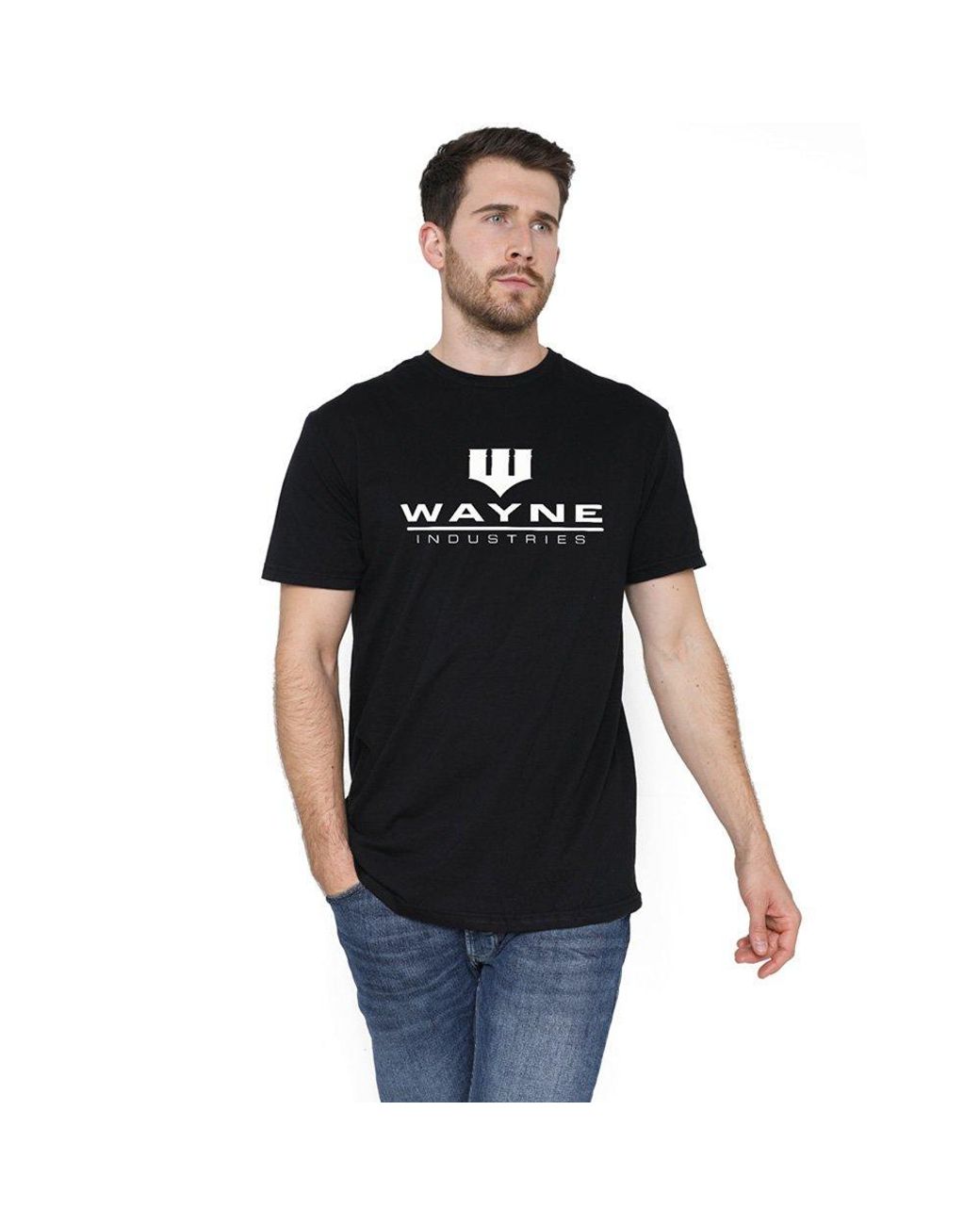 Dc Comics Black Wayne Logo Cotton T-Shirt for men