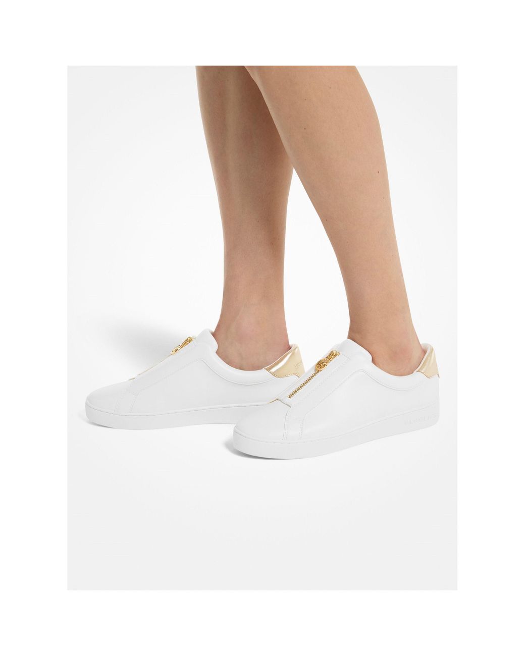 MICHAEL Michael Kors White Keaton Zip Slip On Trainers