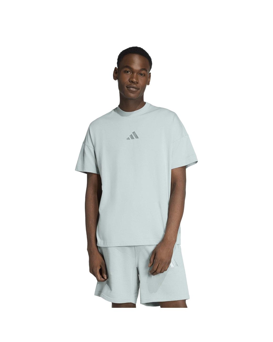 Adidas Blue All Szn Cotton Short-Sleeve Oversized-Fit T-Shirt for men