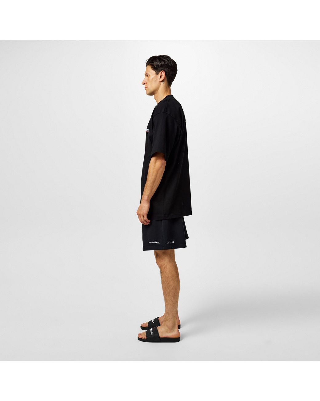 Balenciaga Black Logo Sliders for men