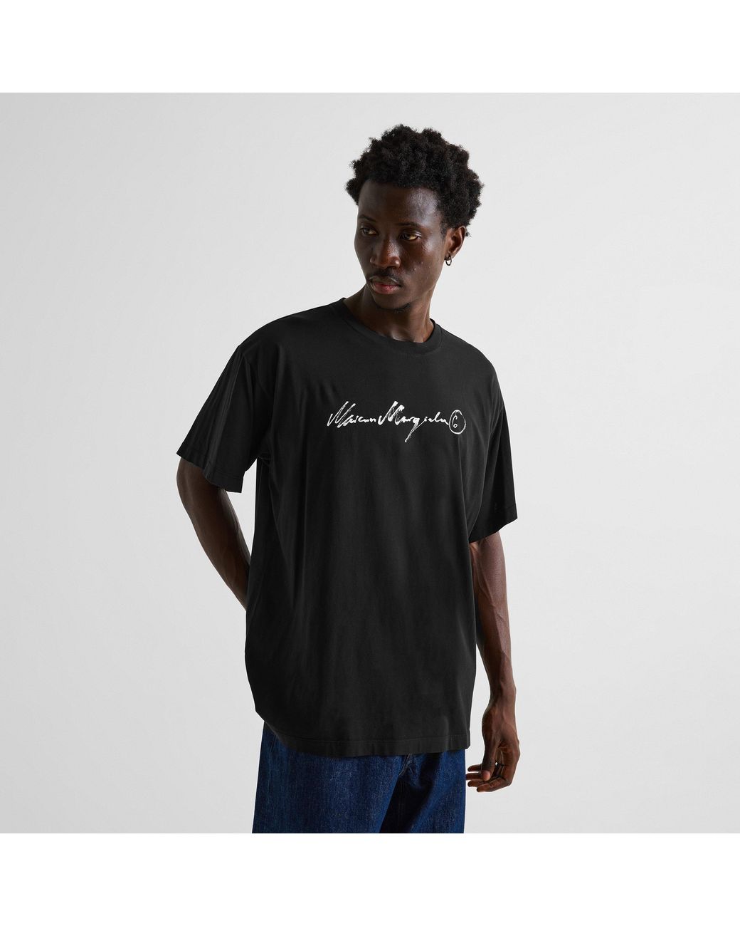 MM6 by Maison Margiela Black Signature Overdyed Tee for men
