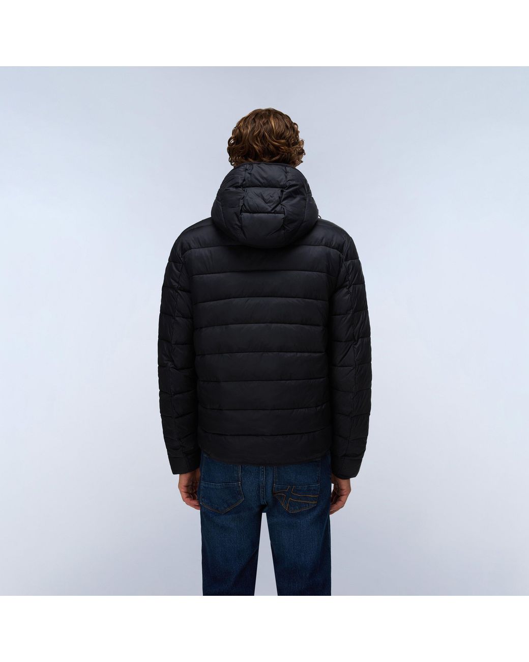 Napapijri Blue Aerons Full-Zip Hooded Short Puffer Jacket for men