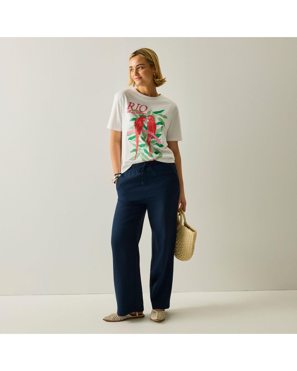 Regatta Blue Talamanca Linen Relaxed-Fit Trousers