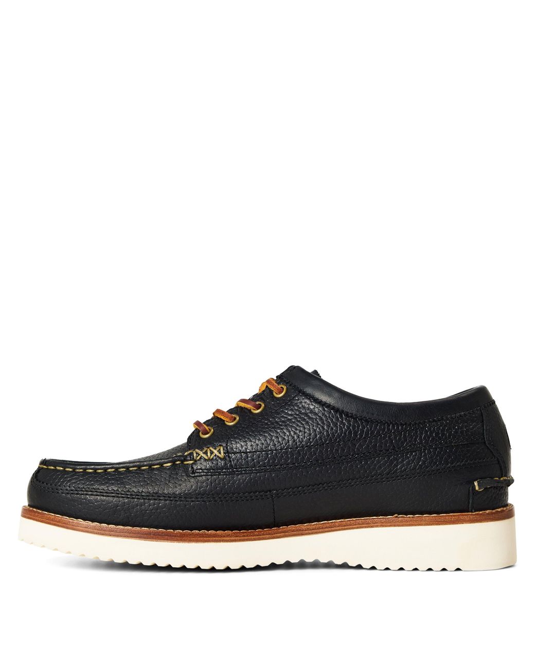 Polo Ralph Lauren Blue Ranger Low Leather Lace-Up Moc Toe Shoes for men