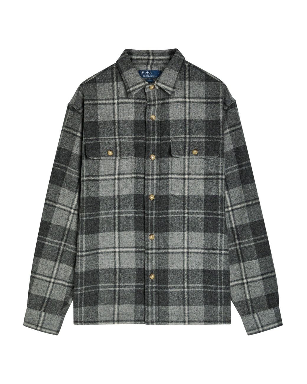 Polo Ralph Lauren Gray Plaid Wool Regular-Fit Overshirt for men