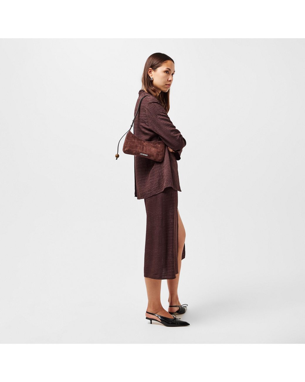 Jacquemus Brown Beaded Cotton Le Bisou Perle Shoulder Bag
