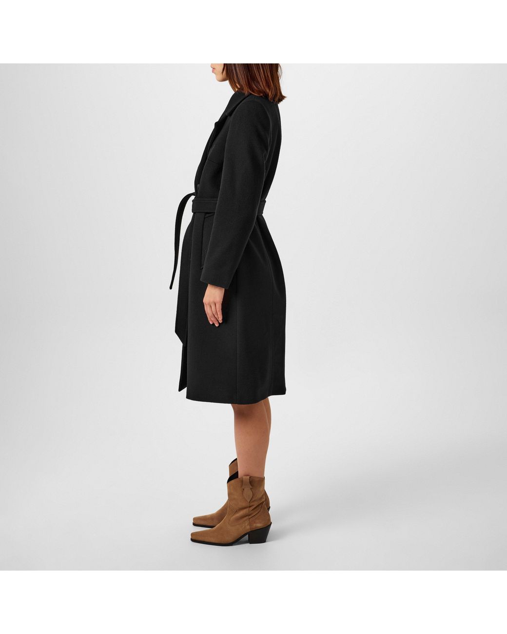 Barbour Black Clodagh Wool Mid-Length Trench Overcoat