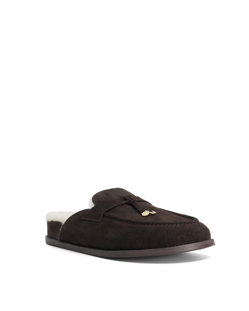 Dune Black Gravitas Suede Flat Mules