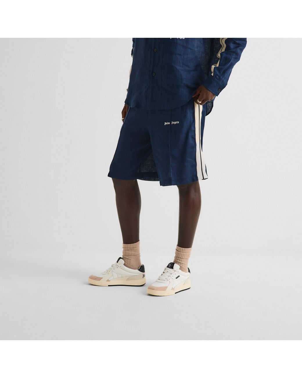 Palm Angels Blue Woven Tracksuit Shorts for men