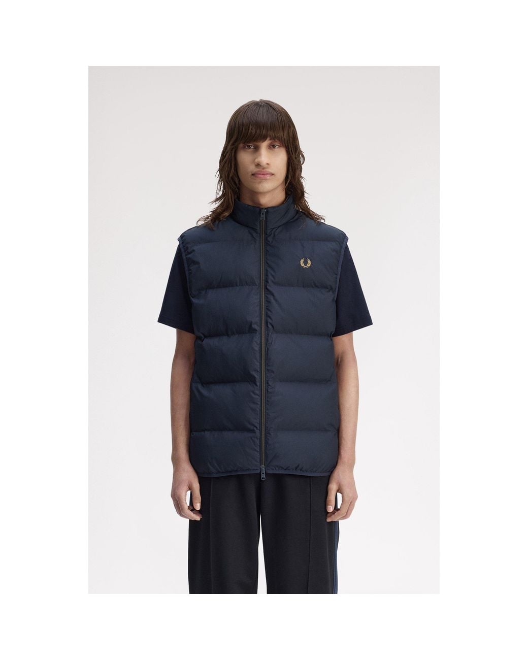 Fred Perry Blue Insulated Quilted Gilet for men