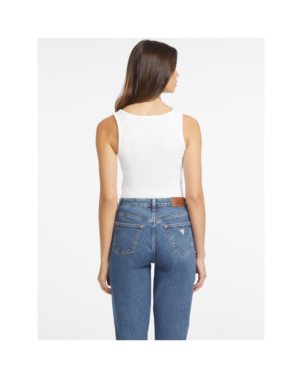 Guess White Embroidered Star Tank Vest