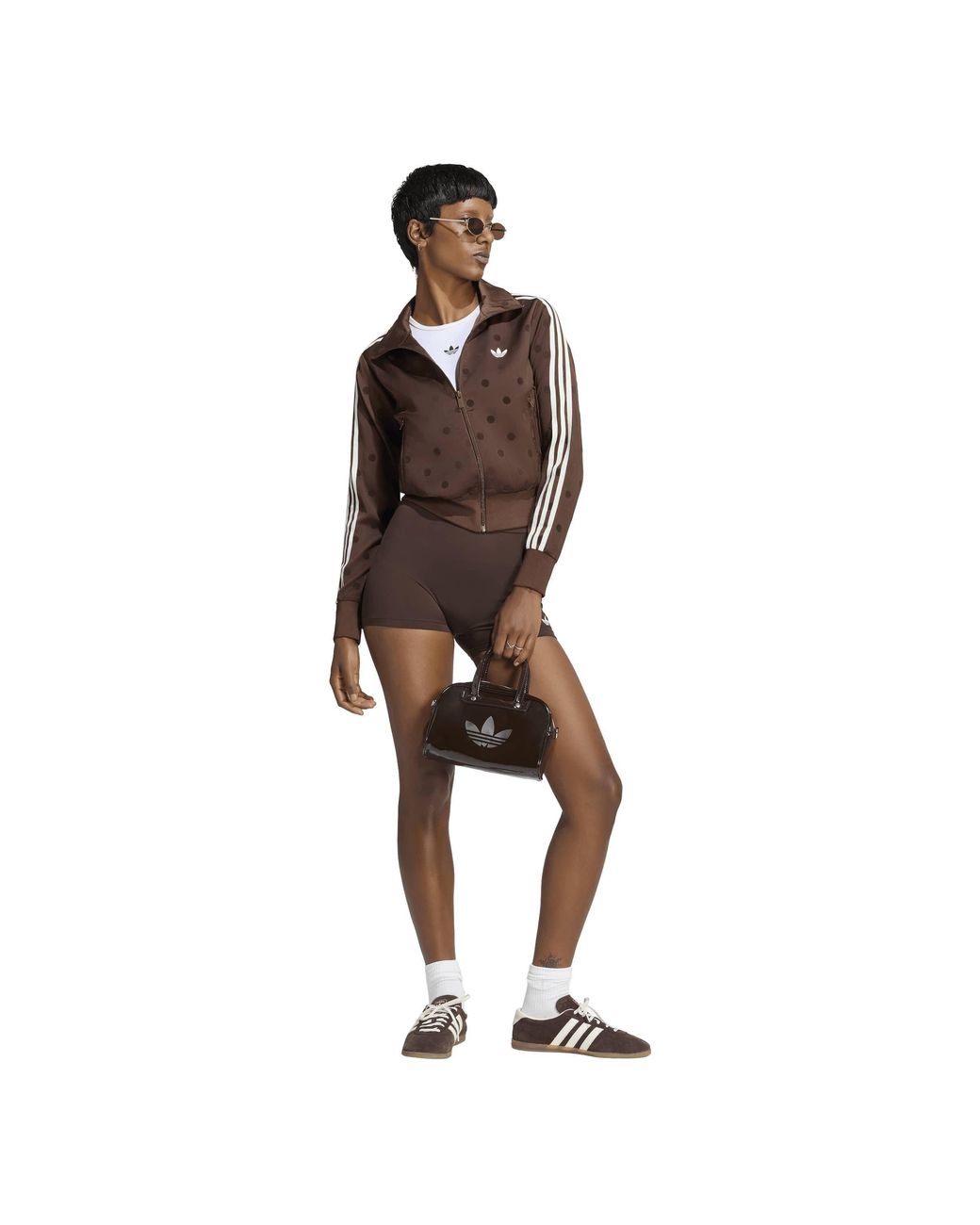 Adidas Originals Brown Satin Polka Dot Tracksuit Top