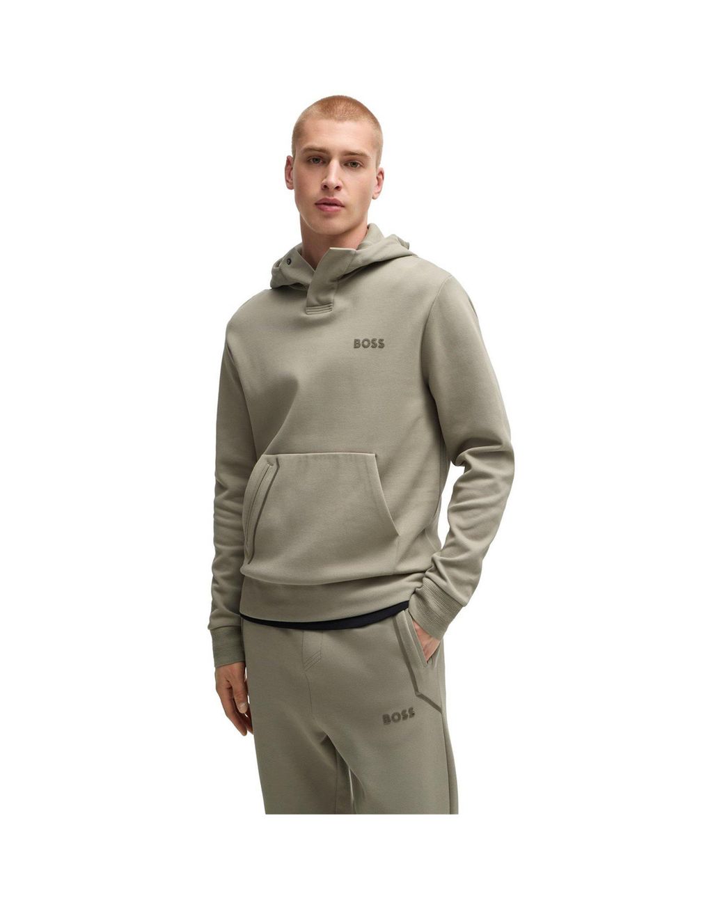 Boss Gray Signature Logo Jogging Bottoms (Hadiko Mirror) for men