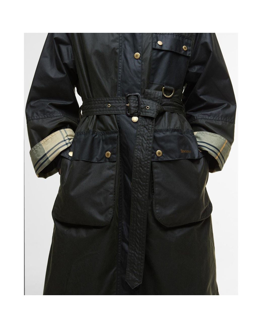 Barbour Black Milda Waxed Trench Belted Wax Jacket