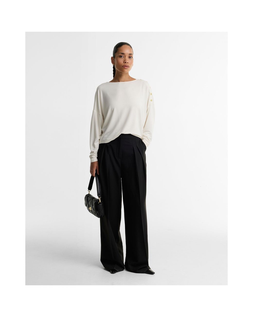 Barbour White Cyrus Viscose Long-Sleeve T-Shirt
