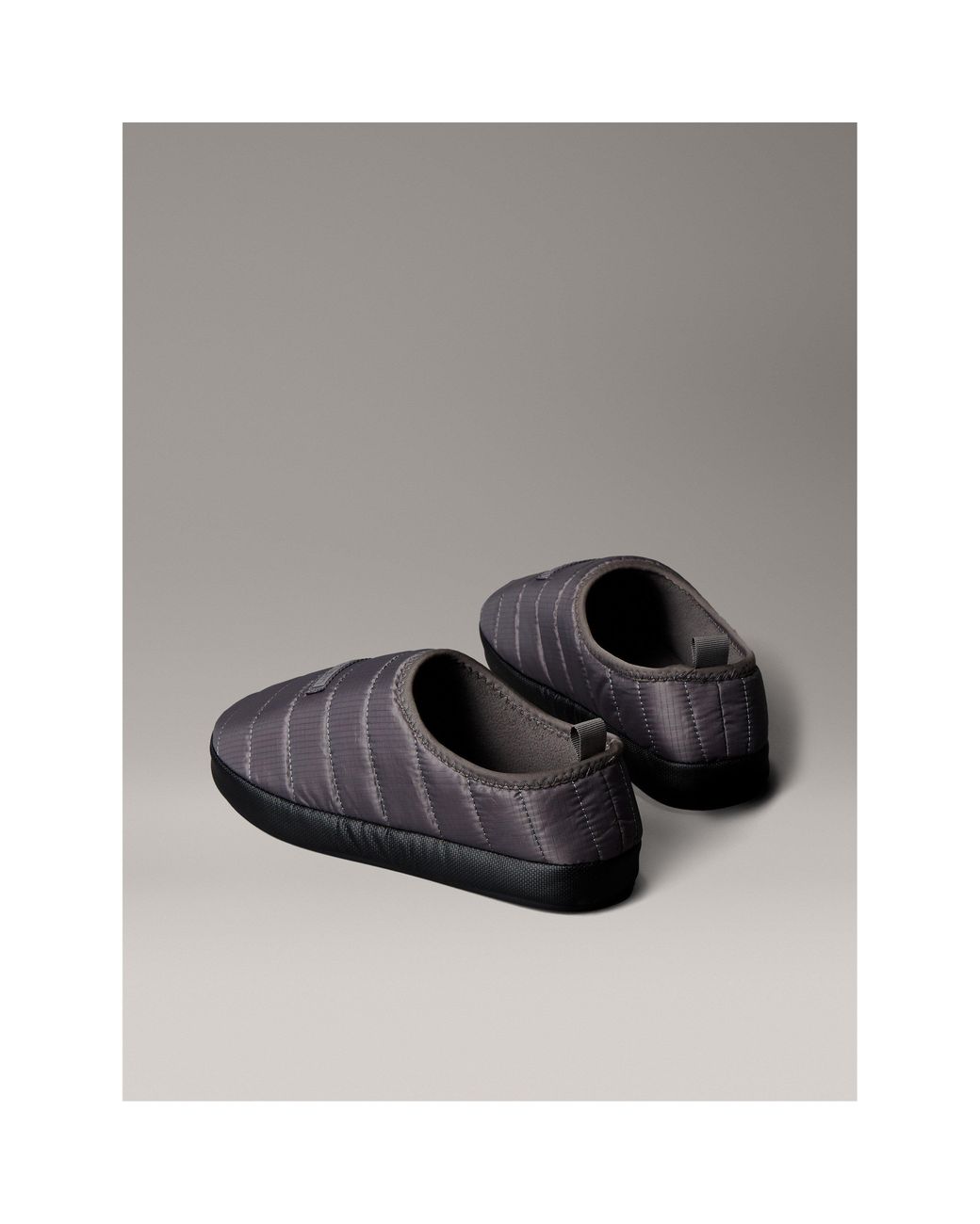 Calvin Klein Gray Puffer Moccasin Slippers for men