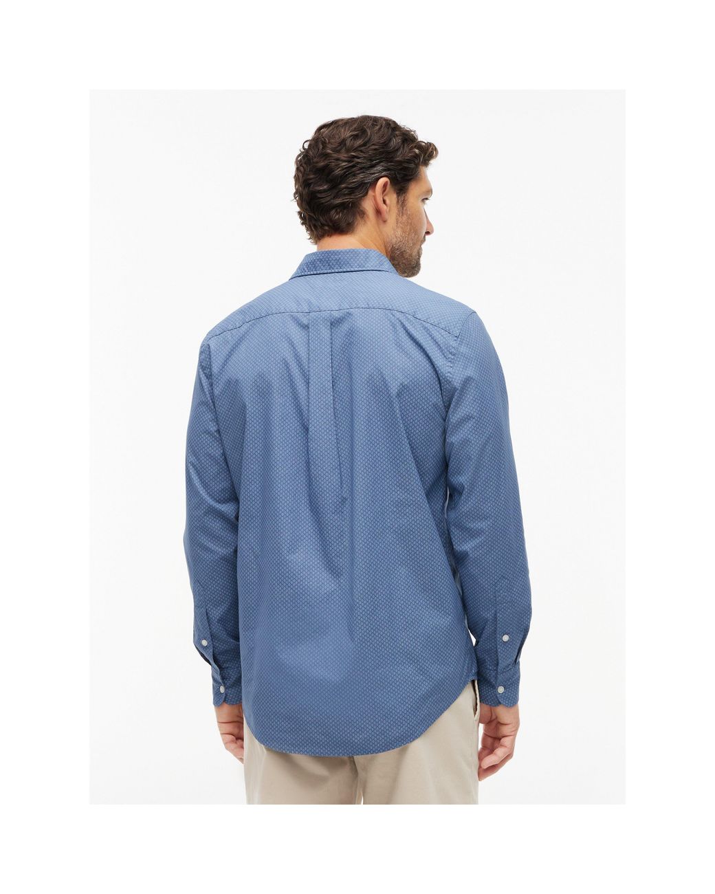Tommy Hilfiger Blue Cotton Long-Sleeve Geometric Print Shirt for men