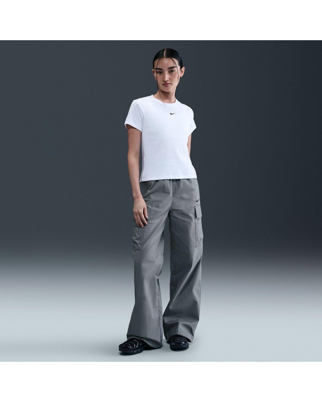 Nike White Tight Ribbed Short-Sleeve T-Shirt
