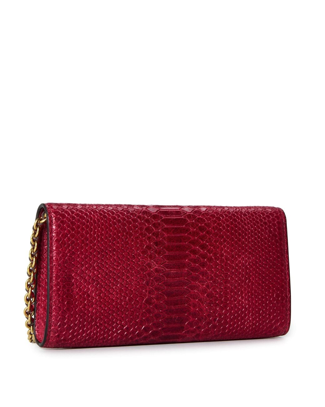 Mulberry Red Lily Leather Wallet On Chain