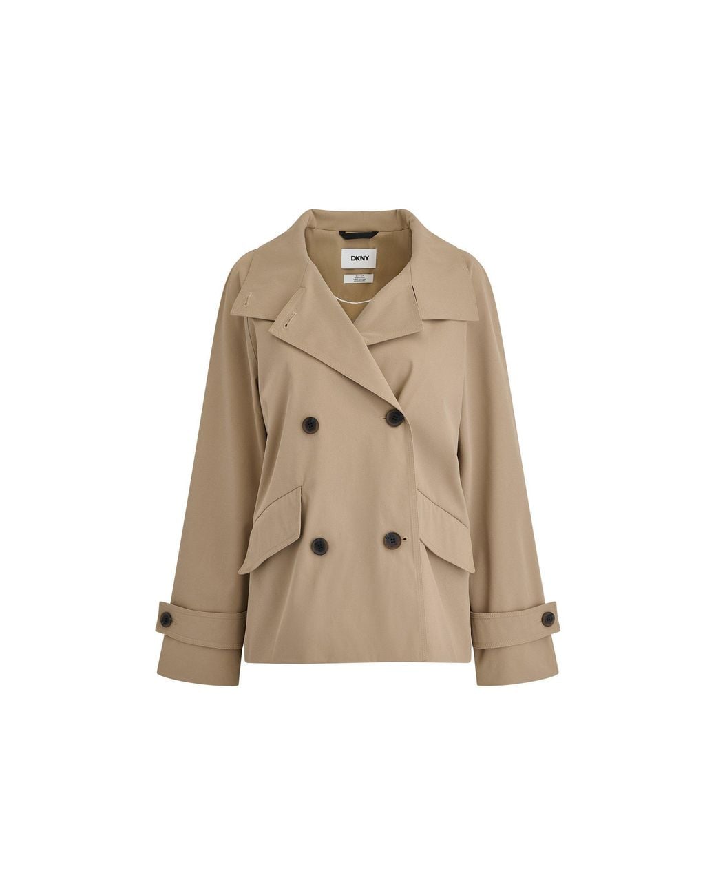 DKNY Natural Y63 Belted Funnel-Neck Water-Resistant Trench Coat