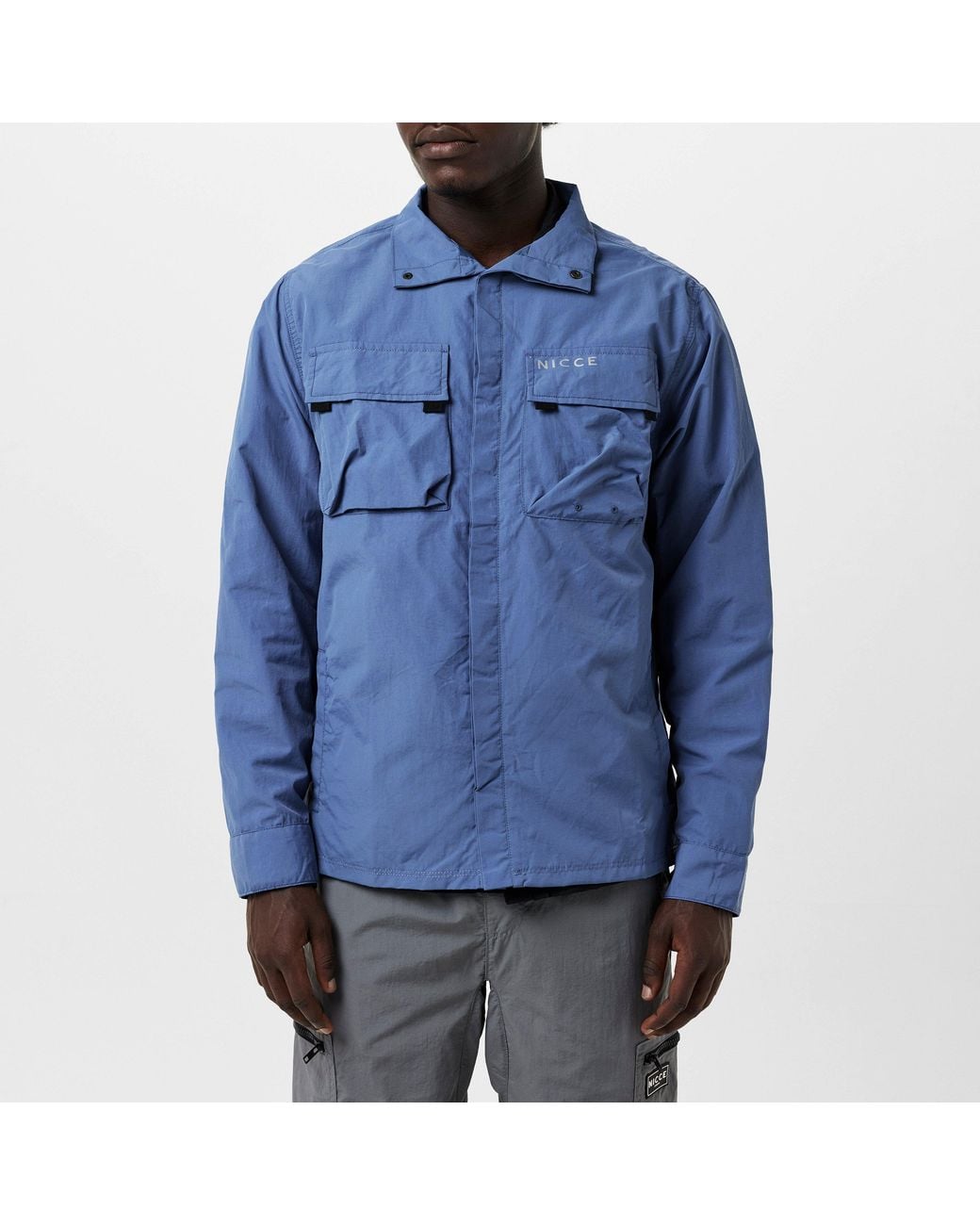 Nicce London Blue Statlo Lightweight Overshirt for men