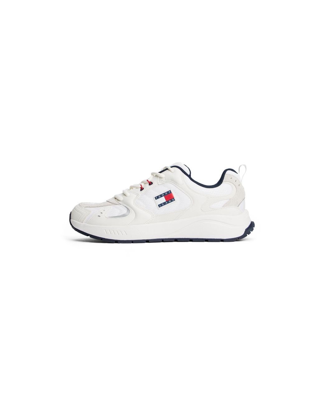 Tommy Hilfiger White Logo Mixed Texture Trainers for men