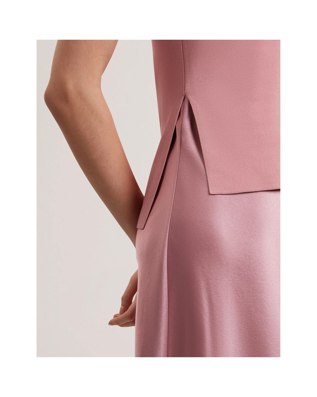 Ted Baker Pink Knitted Satin Slip Dress