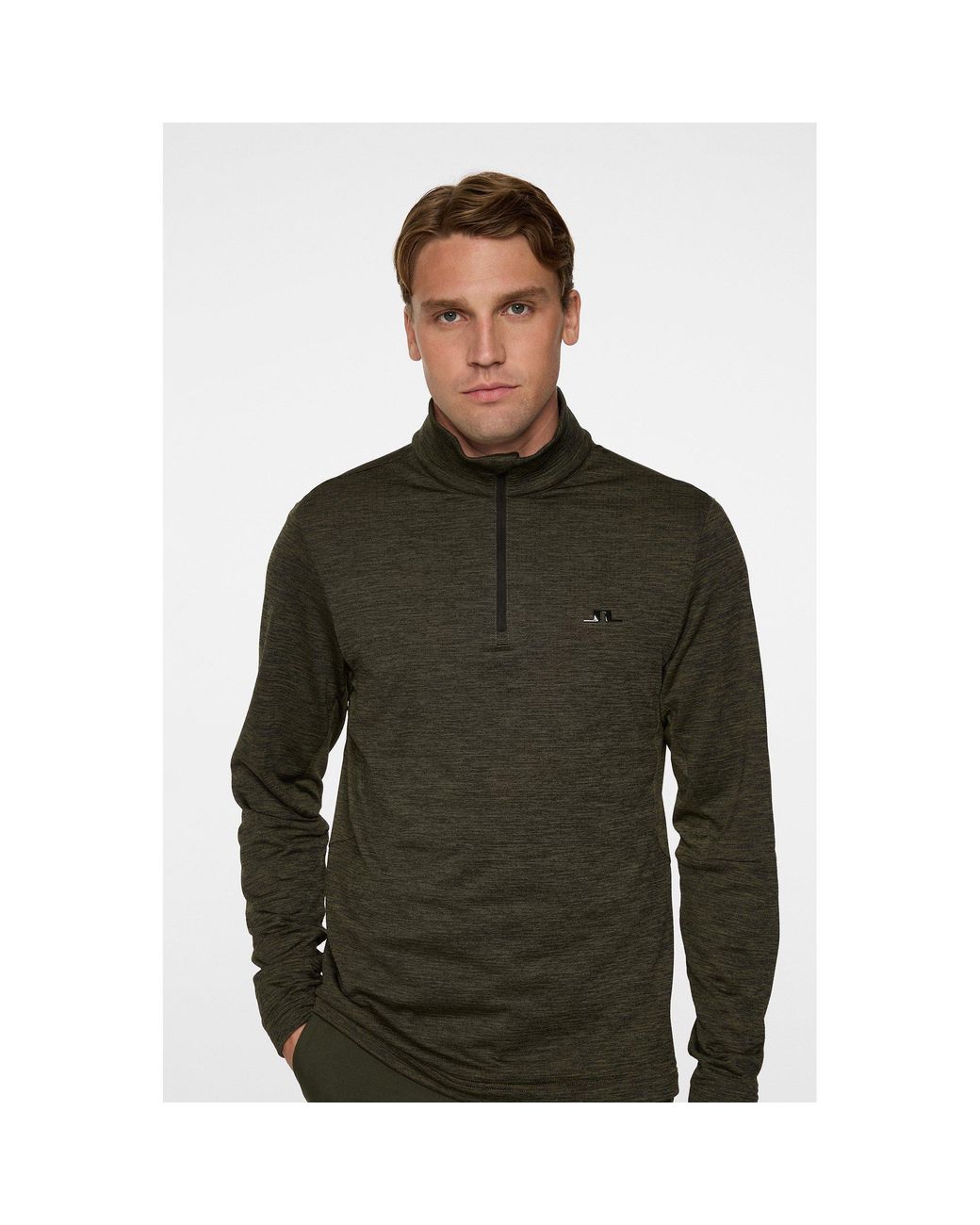 J.Lindeberg Green Destry Quarter Zip Pullover for men
